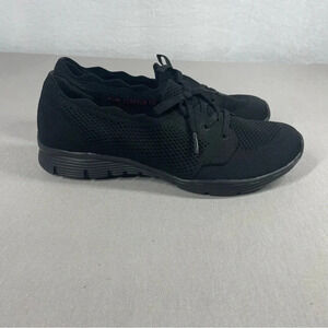 Skechers Black Seager Knit Slip On Washable Air Cooled Memory Foam Sneakers